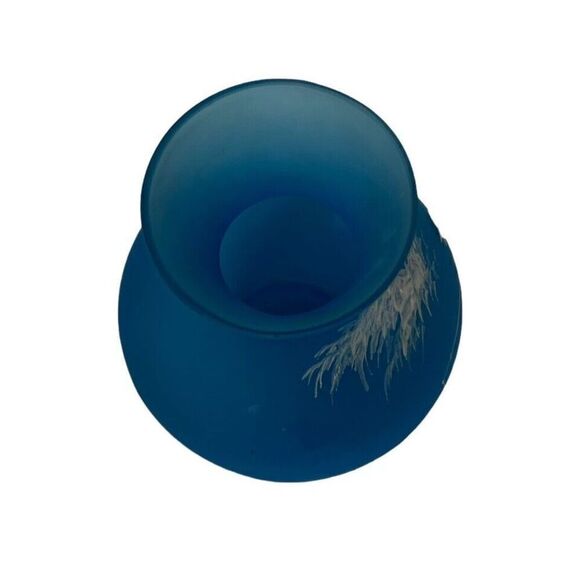 Westmorland Artist Signed 1971- Mary Gregory Vase Boy Fishing Blue Satin 7" tall - Picture 6 of 9